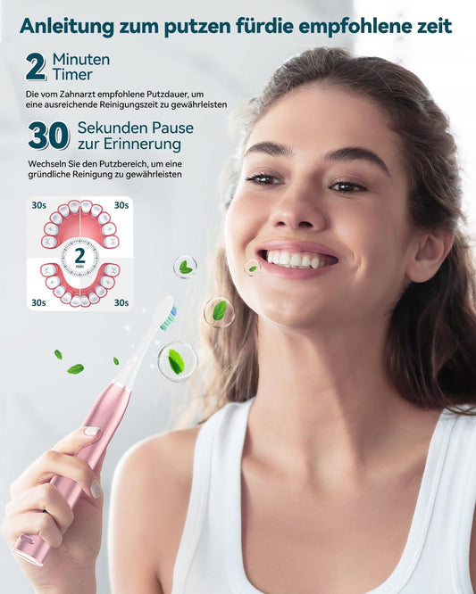 COULAX Brosse À Dents Électrique Sonique - Brosse À Dents Électrique Avec Base De Chargement, 8 Têtes, 5 Modes