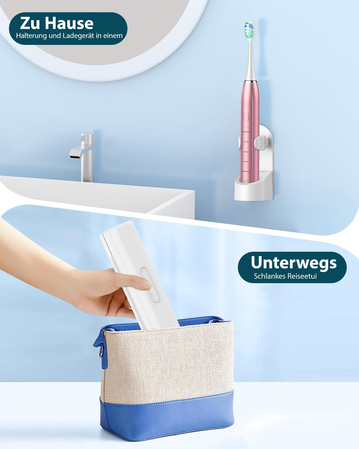 COULAX Brosse À Dents Électrique Sonique - Brosse À Dents Électrique Avec Base De Chargement, 8 Têtes, 5 Modes